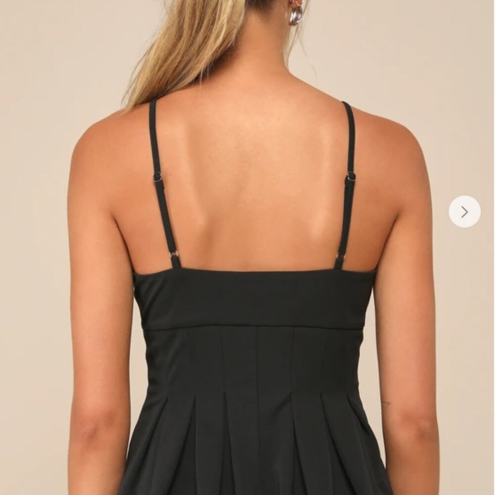 NWOT Lulus Live To Impress Black Sleeveless Bustier Peplum Top - Size M - Picture 3 of 3